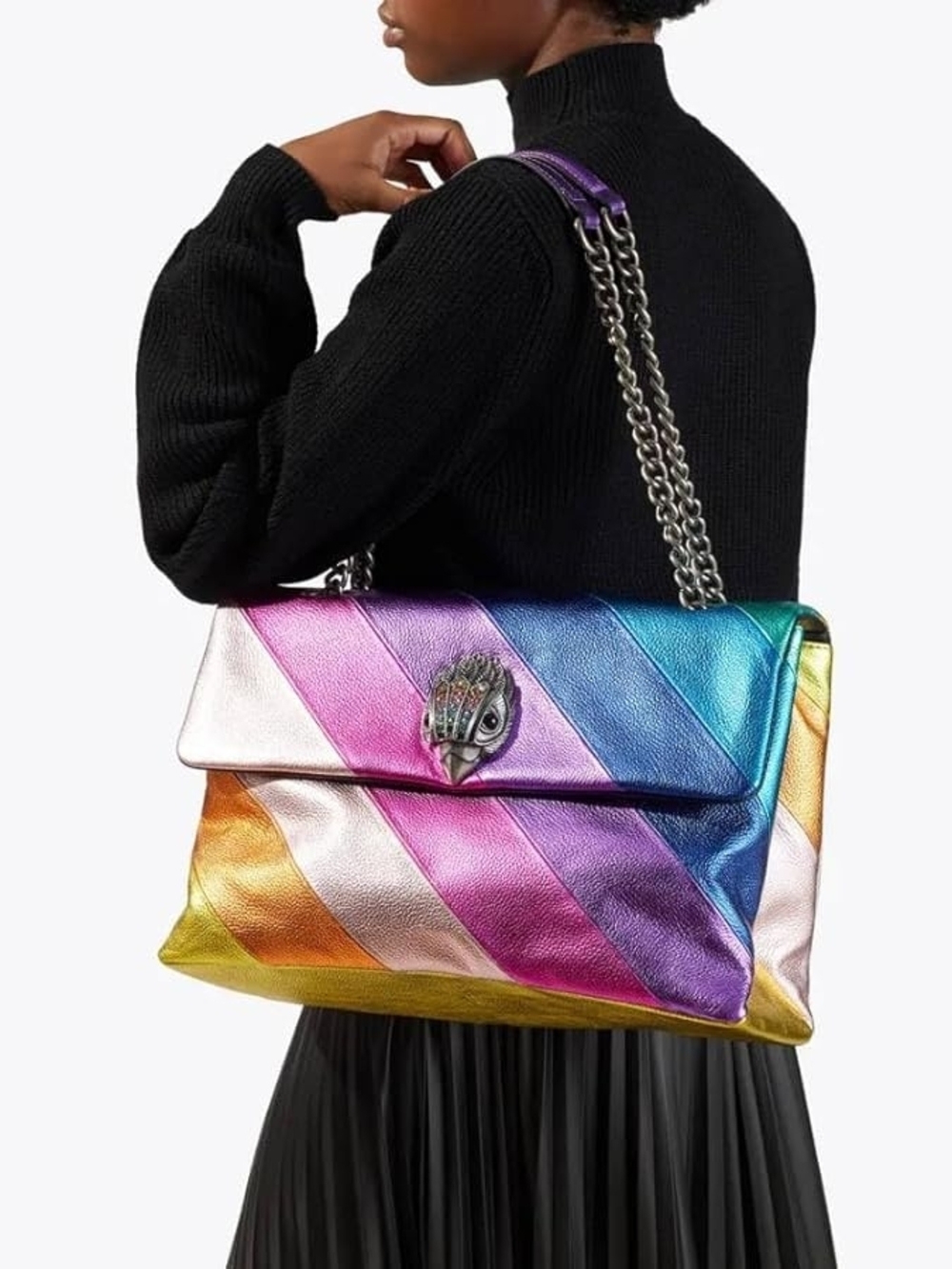 Kurt Geiger Multicolor Metallic Chevron Shoulder Bag
